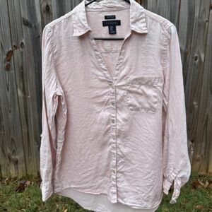 100% Organic Linen Tahari Pink Shirt - M